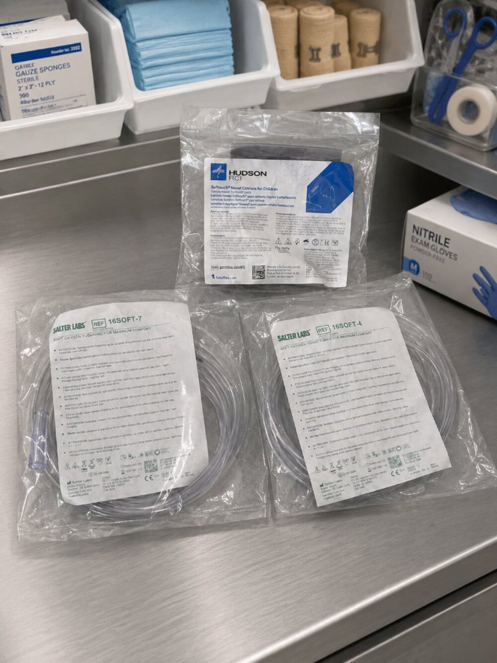 2 Salter Labs Nasal Oxygen Cannulas 4-Foot Tubing + 1 Hudson RCI Ear Cushions